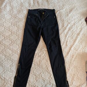 Express High Rise Black Ankle Pants with Gold Accents